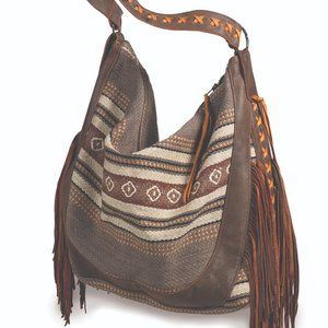 SOLD - Patricia Wolf Fringed Poncho Handbag